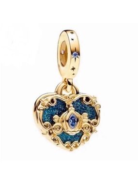 Disney Gold Cinderella carriage Heart Charm